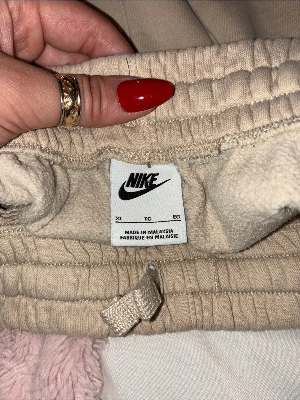 Nike Kids Taupe Fleece Sweatpants with White Swoosh
